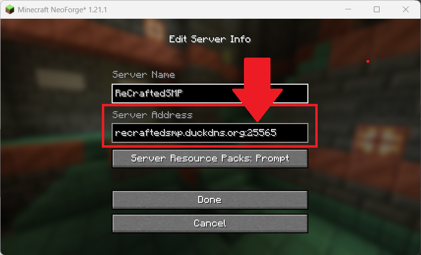 Image of server address