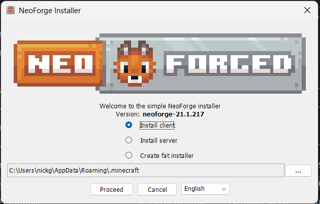 Image of the neoforge installer